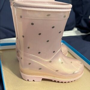 Gently Used Carters Nina Rain Boots in Pink with Gold Polka Dots Size Girls 6
